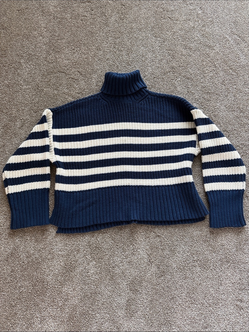 Madewell Navy & Cream Striped Turtleneck Sweater
